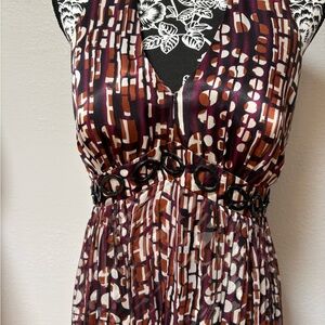Signature by Robbie Bee Purple and Brown Ruched Sundress